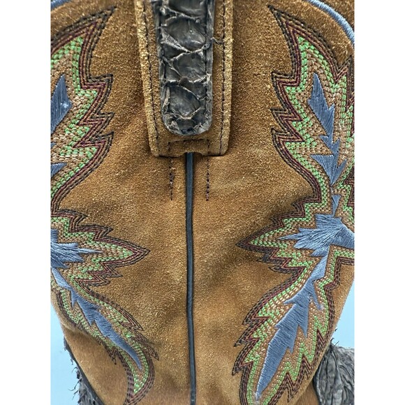 Dan Post Mens Sea Bass Dorsal Embroidered Square Toe Casual Boots Mid Calf Brown - Picture 10 of 13